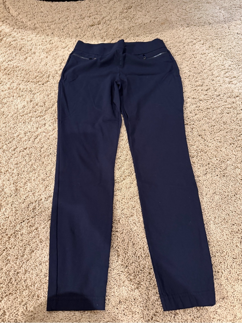 Dahlia navy blue pants with zipper pocket detail